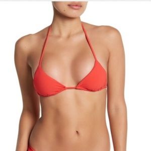 VITAMIN A Gia Coral Red Triangle Bikini Top Small